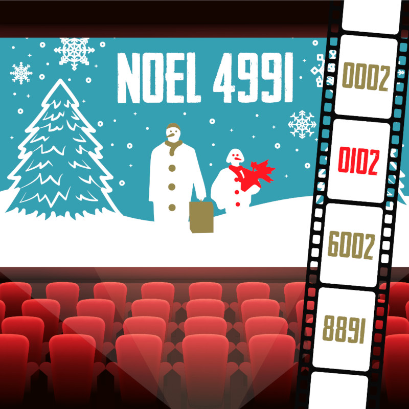 Dans un cinéma, l’écran projette « NOEL 4991 ». D’autres nombres sont écrit sur une pellicule vidéo. Qu’est-ce que ça peut bien vouloir dire ?