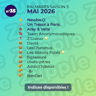 Visuel du palmarès de l’énigme 13’amusante n°35 de mai 2026.