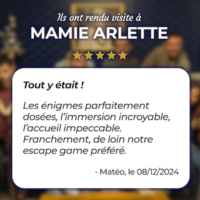 Tout y était ! Les énigmes parfaitement dosées, l’immersion incroyable, l’accueil impeccable. Franchement, de loin notre escape game préféré. Matéo, le 08/12/2024