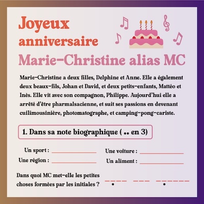 Première énigme : Dans sa note biographique